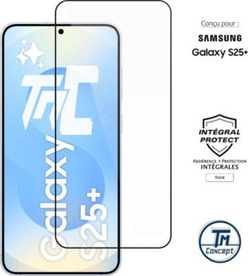 Protège écran TM CONCEPT Verre trempé pour Samsung S25 Plus Noir