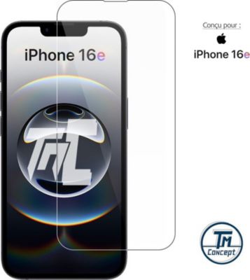 Protège écran TM CONCEPT Verre trempé pour iPhone 16e TM-Concept®