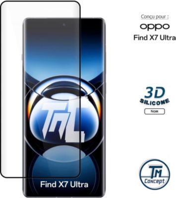 Protège écran TM CONCEPT Verre trempé pour Find X7Ultra 3D Silic.
