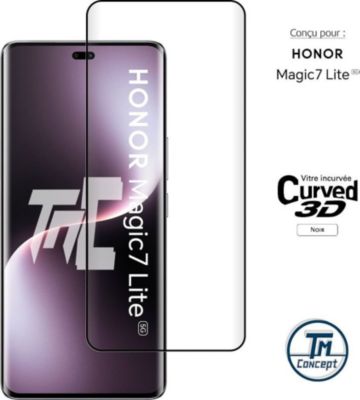Protège écran TM CONCEPT Verre trempé pour Honor Magic7 Lite Noir