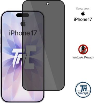 Protège écran TM CONCEPT Verre trempé teinté pour iPhone 17 Noir