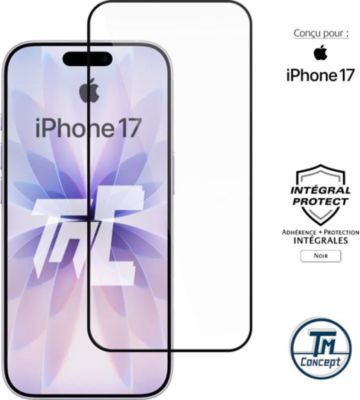 Protège écran TM CONCEPT Verre trempé intégral pour iPhone17 Noir