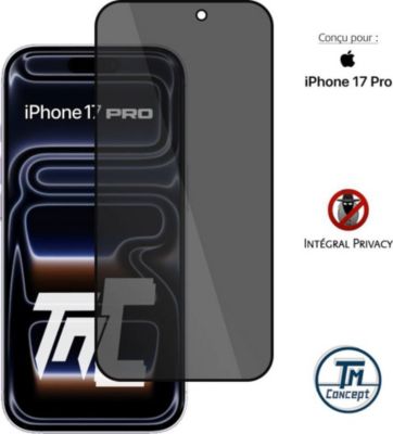 Protège écran TM CONCEPT Verre trempé Privacy pour iPhone 17 Pro