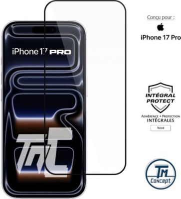 Protège écran TM CONCEPT Verre trempé pour iPhone 17 Pro - Noir