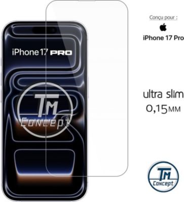 Protège écran TM CONCEPT Verre trempé 0,15mm pour iPhone 17 Pro