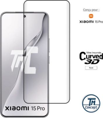 Protège écran TM CONCEPT Verre trempé 3D pour Xiaomi 15 Pro Noir