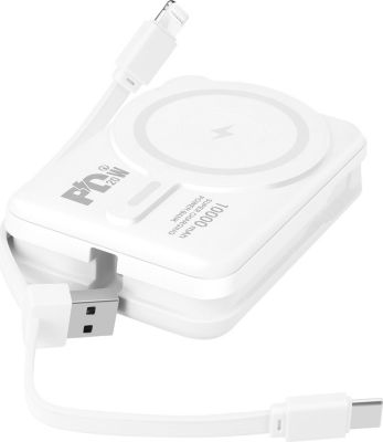 Batterie externe MOXIE MagSafe Câble Lightning et USB C Blanc