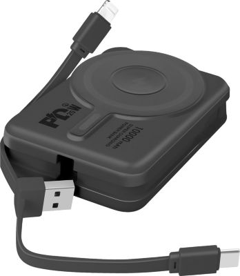 Batterie externe MOXIE MagSafe Câble Lightning et USB C Noir Batterie externe MOXIE MagSafe Câble Lightning et USB C Noir