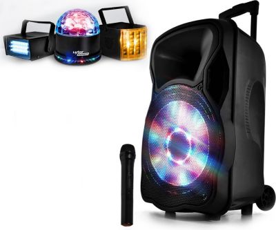 Enceinte sono PARTY LIGHT&SOUND mobile 700W 12"LED+Mic+lumiere