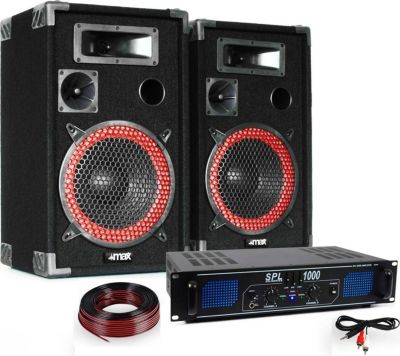 Pack sono MAX Pack 1KW-2Enceintes+Ampli2x500/EQ+Câble