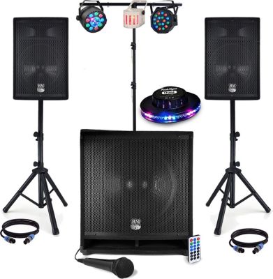 Pack sono BM SONIC Pack sono 2400W BMS1812 + pied + jeux de