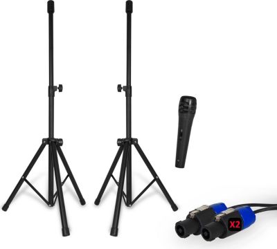 Trépied enceinte BM SONIC Pieds enceintes+2câbles Speakon/5m+Mic Trépied enceinte BM SONIC Pieds enceintes+2câbles Speakon/5m+Mic