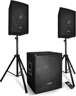 Pack SONO DJ PARTY BM SONIC BMS-1512 USB Bluetooth 2 ENCEINTES + SUB + Pack  Light EUPHORIA pour Mariages, salle des fêtes