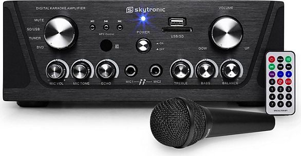 Amplificateur Skytronic karaoké noir USB/SD/FM 160W + 1 Microphone