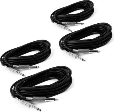 Câble Jack IBIZA Lot de 4 Câbles Jack / Jack 6,35 mâle /