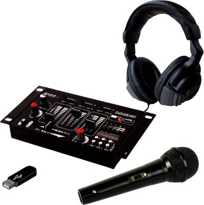 Pack dj sono table de mixage usb bluetooth ibiza sound mix500-bt +