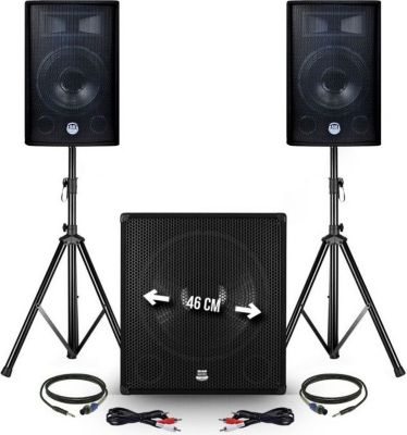 Pack sono BM SONIC 2400W-2Enceintes+Caisson+Pieds+Câbles Pack sono BM SONIC 2400W-2Enceintes+Caisson+Pieds+Câbles