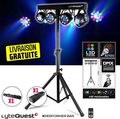 Jeu de lumières LYTEQUEST Portique+4 PAR/UV/FRIZTAL-2sacoches+Tél Jeu de lumières LYTEQUEST Portique+4 PAR/UV/FRIZTAL-2sacoches+Tél