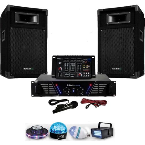 Pack Sono complet Ibiza DJ300MKII Ampli 480W - 2 Enceintes 500W Max - Table  de Mixage - Micro - Câbles - Soirée - DJ - Animation - Enceinte sono DJ -  Achat & prix