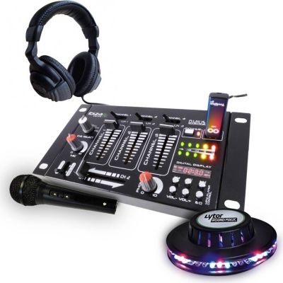 Table de mixage IBIZA IBIZA SOUND + Casque + Micro + jeu de lumière