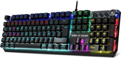 Spirit Of Gamer XPERT K1500, Clavier Gamer Mecanique Sans Fil & Bluetooth  RGB, Touches 100% Anti-Ghosting Switch RED, Gaming Keyboard en Aluminum  Azerty Français, Compatible Mac, IOS, Android & PC - Clavier 