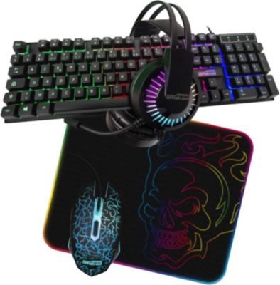 Pack clavier et souris gamer AMSTRAD BATTLE 5 pièces USB & Retroéclairage RGB