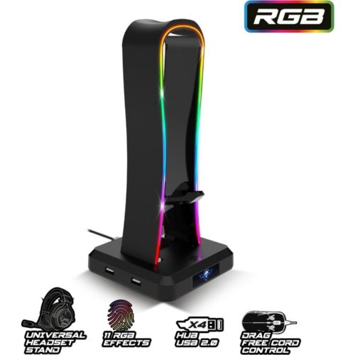 Support de casque, support de casque RGB avec 3 ports USB Hub Support de  casque Gamer avec son surround rétroéclairé