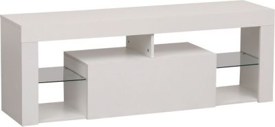 Meuble TV HAPPY GARDEN Meuble TV 140cm blanc à LED DARYL