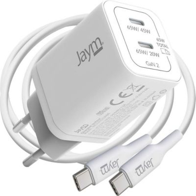 Chargeur JAYM Jaym Chargeur Secteur 2 USB-C GaN 65W PD