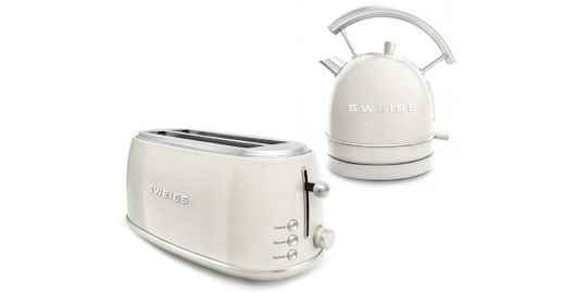 Grille-pain SWEISS + bouilloire vintage crème pack GRVKTL8