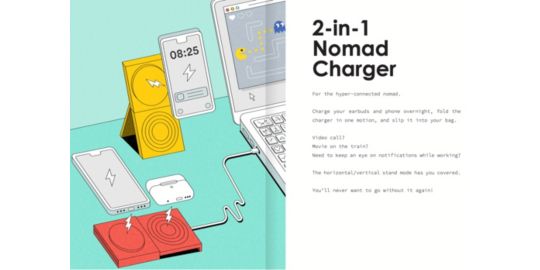 Chargeur CASYX 2 en 1 Charge rapide Qi2 USBC gris