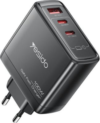YESIDO Chargeur rapide – GaN 100W, triple port