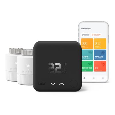 Thermostat connecté TADO Filaire Kit V3+ Black et 2 Têtes basic