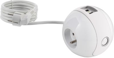 Rallonge d'angle 3x2P+T Surface et USB A+C - à câbler - blanc/alu Legrand