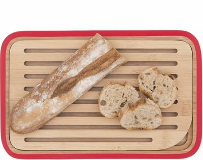 Planche à pain PEBBLY rouge 28X18 ramasse miette