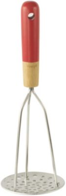 Presse purée PEBBLY Presse puree inox/bambou - rouge