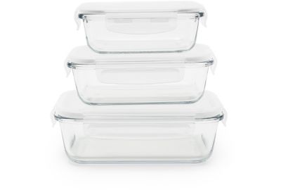 Boîte hermétique PEBBLY rectangulaire en verre lot de 3