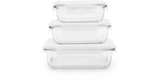 Boîte hermétique PEBBLY rectangulaire en verre lot de 3