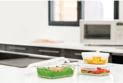 Boîte hermétique PEBBLY rectangulaire en verre lot de 3