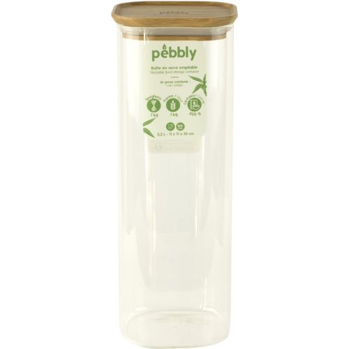 pot en verre avec couvercle - boîte de rangement avec couvercle en bambou  de 700 ml 