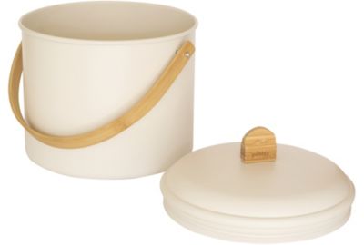 Seau à compost PEBBLY 7L, en métal et bambou, crème