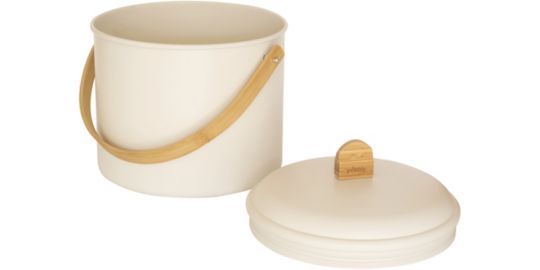 Seau à compost PEBBLY 7L, en métal et bambou, crème