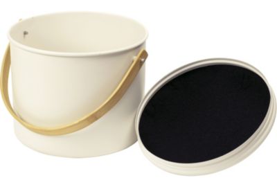 Seau à compost PEBBLY 7L, en métal et bambou, crème