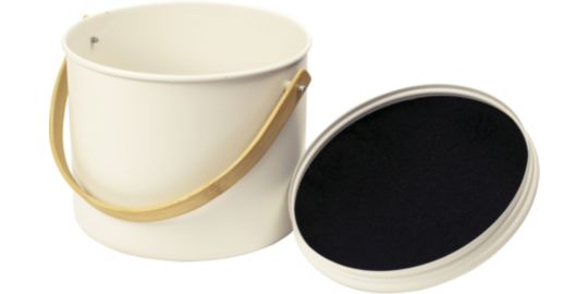 Seau à compost PEBBLY 7L, en métal et bambou, crème