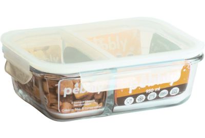 Boîte alimentaire PEBBLY en verre rectangulaire compartiment