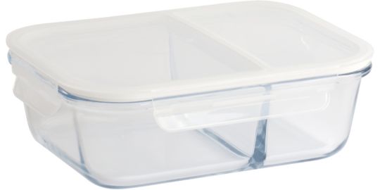 Boîte alimentaire PEBBLY en verre rectangulaire compartiment