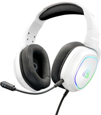 Universal - Casque de gaming blanc Casque de gaming 7.1 entouré d'un casque  stéréo HiFi Microphone USB Aspiration Lumière LED PC Gaming pour PC PS4