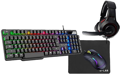 Pack gaming G-LAB ARGON - clavier gamer filaire + souris + casque