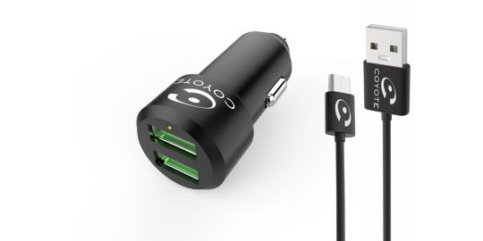 Chargeur allume-cigare COYOTE 2 USB + Câble droit
