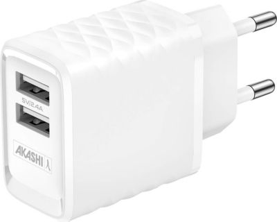 Chargeur AKASHI Chargeur Secteur Double USB-A 2.4A Charg Chargeur AKASHI Chargeur Secteur Double USB-A 2.4A Charg